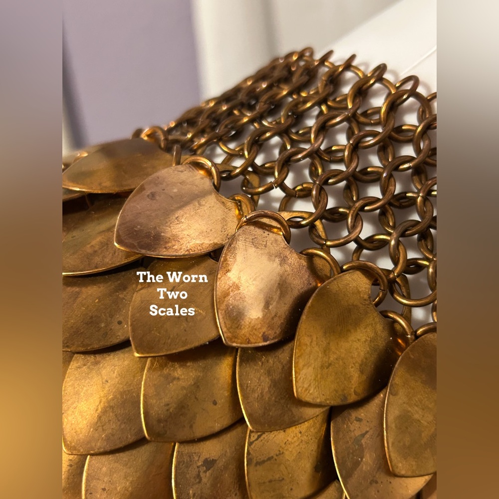 Rare Handmade Bronze Dragon Scales Chainmail Mantle Capulet Game Of Thrones - Picture 7 of 8